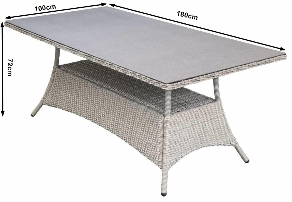 Tuintafel Dublin 180x100cm | Mystic Grey | Keramiek & Wicker