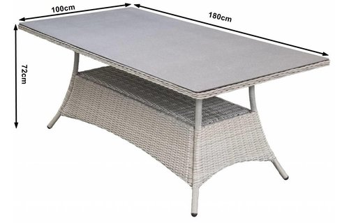 Tuintafel Dublin 180x100cm | Mystic Grey | Keramiek & Wicker