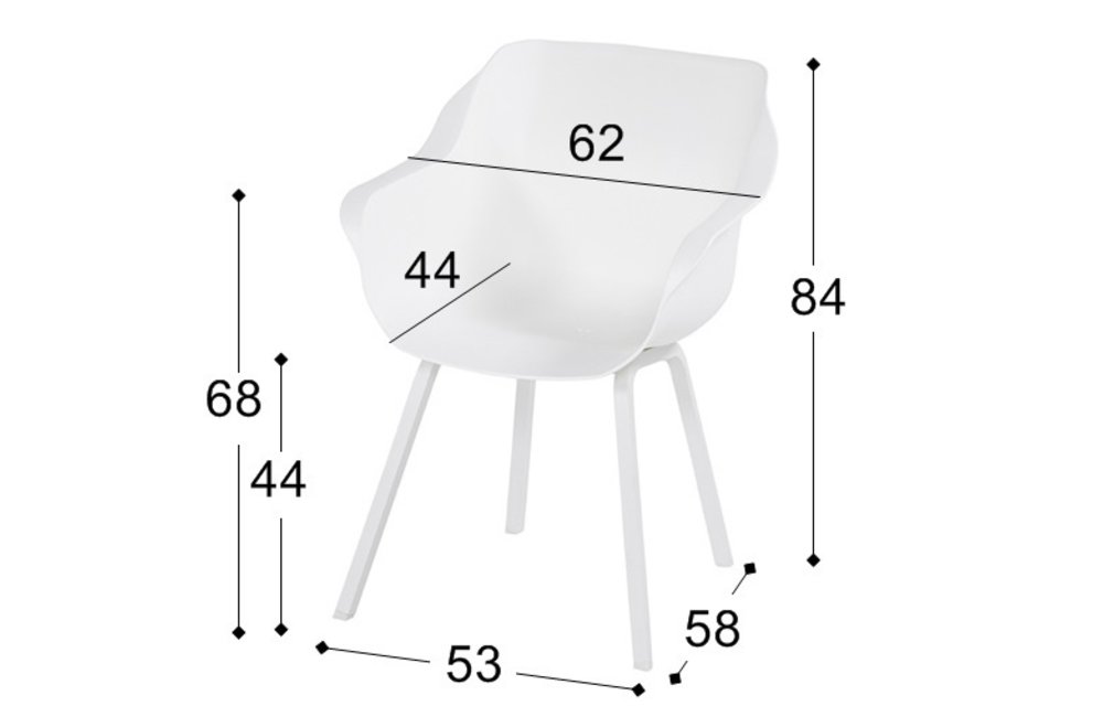 Dining tuinstoel Sophie Element | Royal White | Aluminium | Hartman