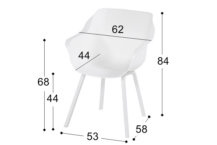 Dining tuinstoel Sophie Element | Royal White | Aluminium | Hartman