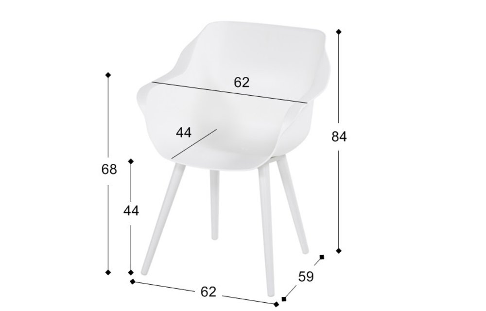 Dining tuinstoel Sophie Studio | Royal White | Aluminium | Hartman