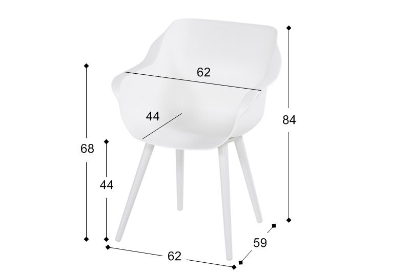 Dining tuinstoel Sophie Studio | Royal White | Aluminium | Hartman