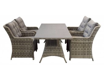 5-delige tuinset | 4 Dublin tuinstoelen (AG) | 160cm tuintafel (Keramiek)