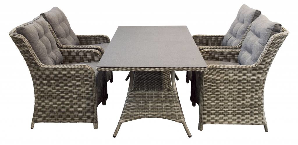5-delige tuinset | 4 Dublin tuinstoelen (AG) | 160cm tuintafel (Keramiek)