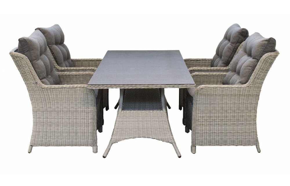 5-delige tuinset | 4 Dublin tuinstoelen (MG) | 160cm tuintafel (Keramiek)