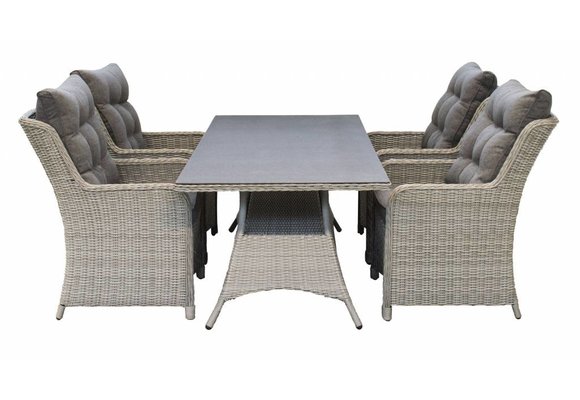 5-delige tuinset | 4 Dublin tuinstoelen (MG) | 160cm tuintafel (Keramiek)
