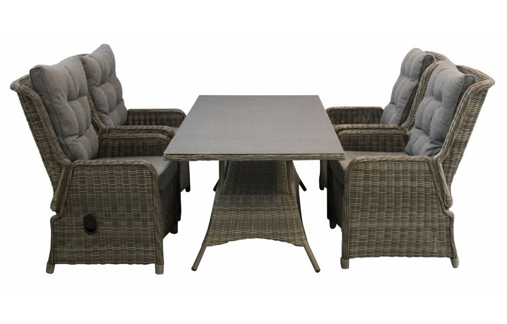 5-delige tuinset | 4 Dublin verstelbare stoelen (SW) | 160cm tuintafel (Keramiek)