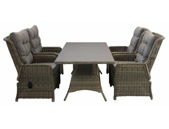5-delige tuinset | 4 Dublin verstelbare stoelen (SW) | 160cm tuintafel (Keramiek)
