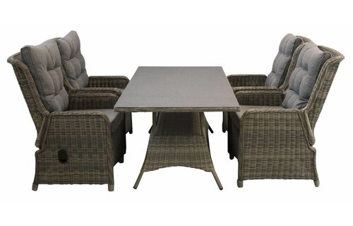 5-delige tuinset | 4 Dublin verstelbare stoelen (SW) | 160cm tuintafel (Keramiek)