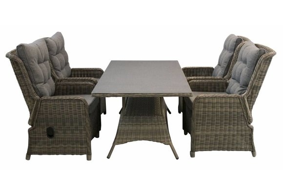 5-delige tuinset | 4 Dublin verstelbare stoelen (SW) | 160cm tuintafel (Keramiek)