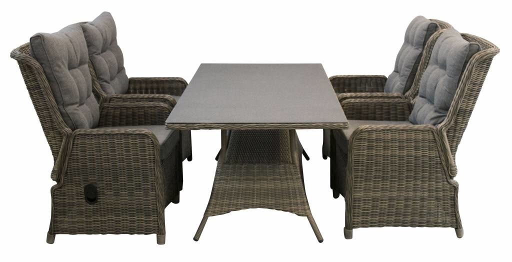 5-delige tuinset | 4 Dublin verstelbare stoelen (SW) | 160cm tuintafel (Keramiek)