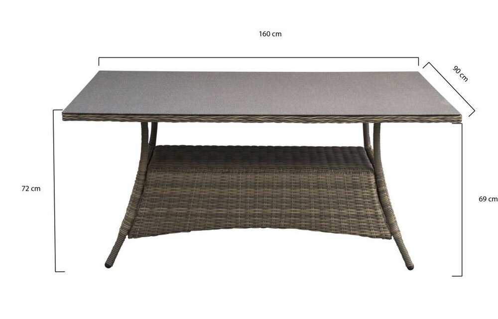 5-delige tuinset | 4 Dublin verstelbare stoelen (SW) | 160cm tuintafel (Keramiek)