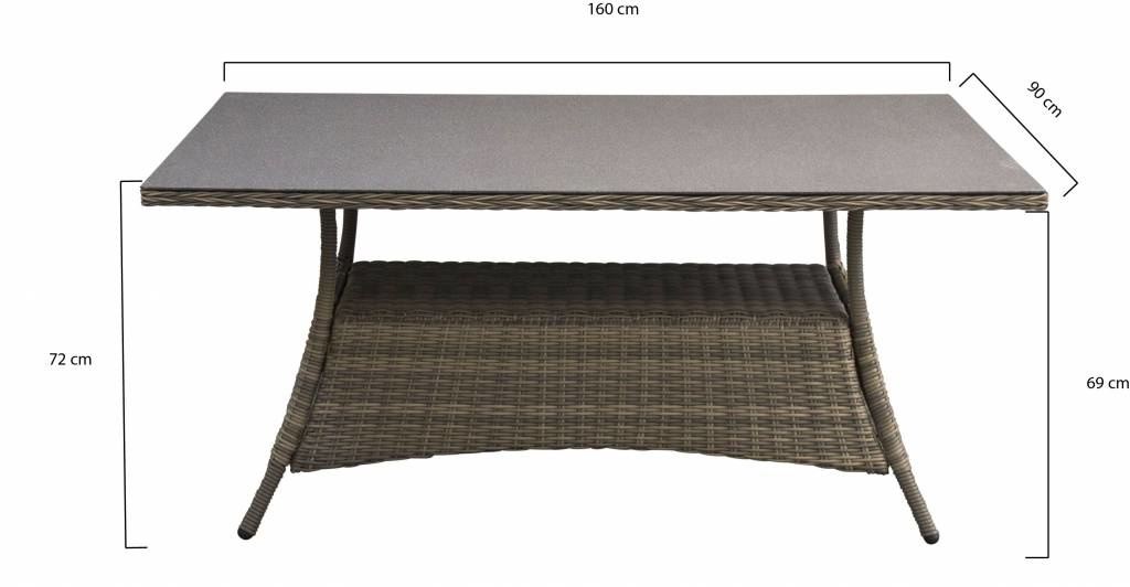 5-delige tuinset | 4 Dublin verstelbare stoelen (SW) | 160cm tuintafel (Keramiek)