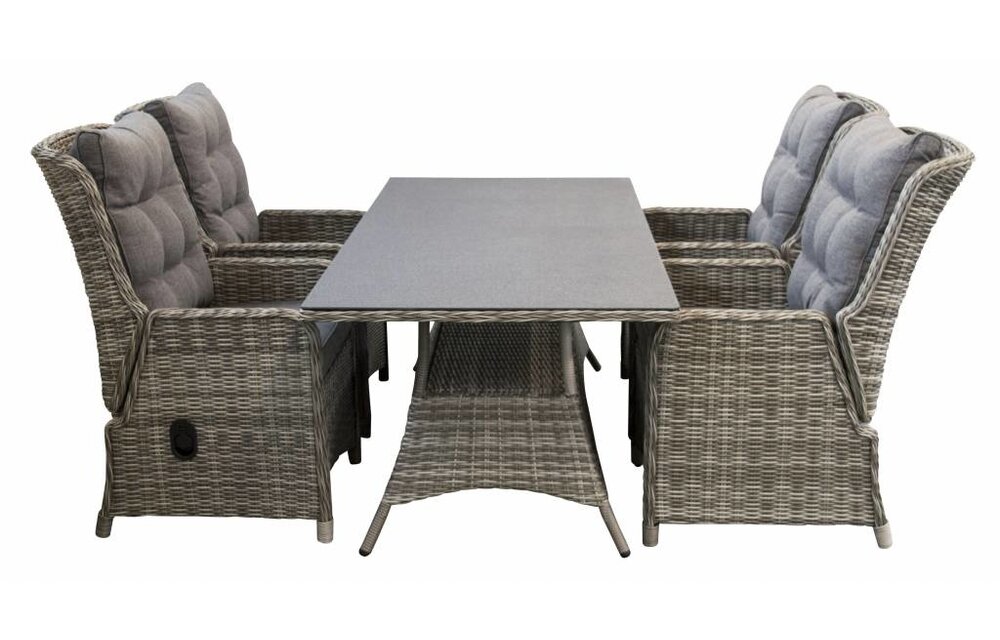 5-delige tuinset | 4 Dublin verstelbare stoelen (AG) | 160cm tuintafel (Keramiek)
