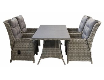 5-delige tuinset | 4 Dublin verstelbare stoelen (AG) | 160cm tuintafel (Keramiek)