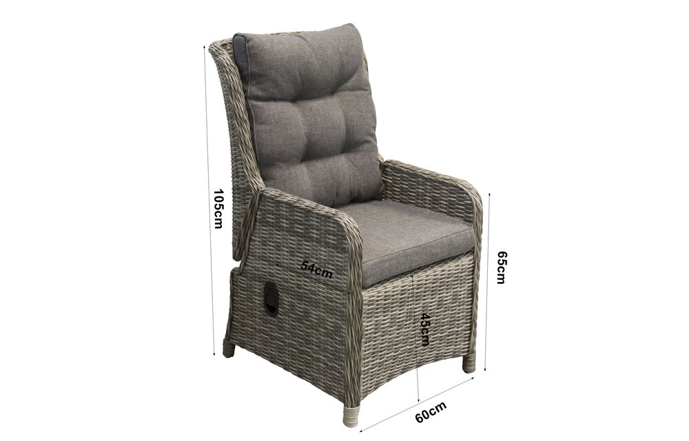 5-delige tuinset | 4 Dublin verstelbare stoelen (AG) | 160cm tuintafel (Keramiek)