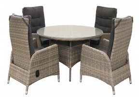 5-delige ronde tuinset | 4 Kos verstelbare stoelen (SW) | ⌀120cm tuintafel (Wicker)