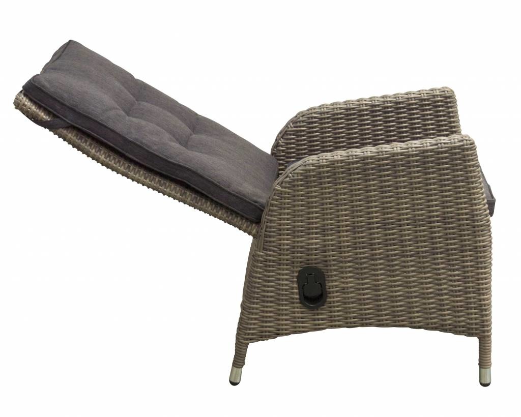 5-delige ronde tuinset | 4 Kos verstelbare stoelen (SW) | ⌀120cm tuintafel (Wicker)