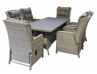 7-delige tuinset | 6 Dublin verstelbare stoelen (MG) | 180cm tafel (Keramiek)