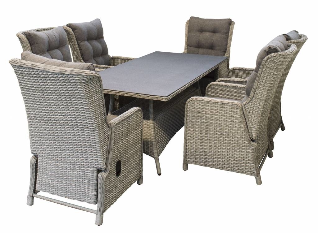 7-delige tuinset | 6 Dublin verstelbare stoelen (MG) | 180cm tafel (Keramiek)