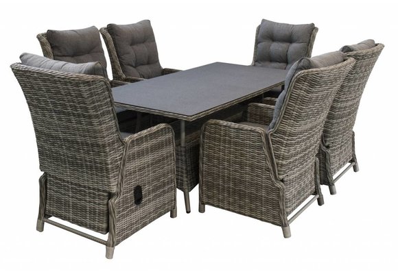 7-delige tuinset | 6 Dublin verstelbare stoelen (AG) | 180cm tafel (Keramiek)