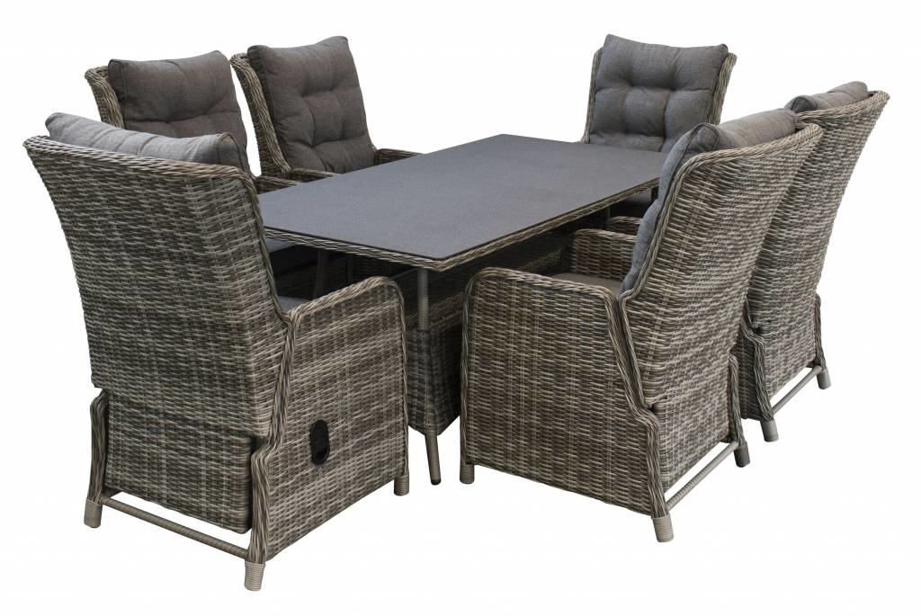 7-delige tuinset | 6 Dublin verstelbare stoelen (AG) | 180cm tafel (Keramiek)