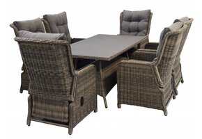 7-delige tuinset | 6 Dublin verstelbare stoelen (SW) | 180cm tuintafel (Keramiek)