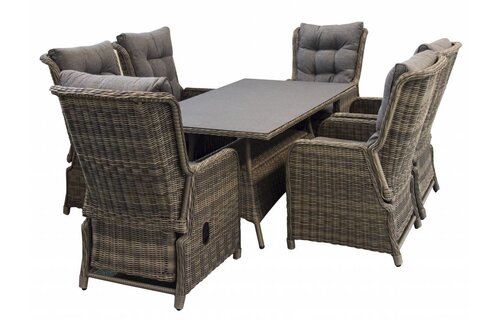7-delige tuinset | 6 Dublin verstelbare stoelen (SW) | 180cm tuintafel (Keramiek)