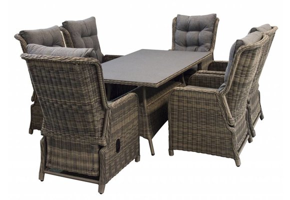 7-delige tuinset | 6 Dublin verstelbare stoelen (SW) | 180cm tuintafel (Keramiek)