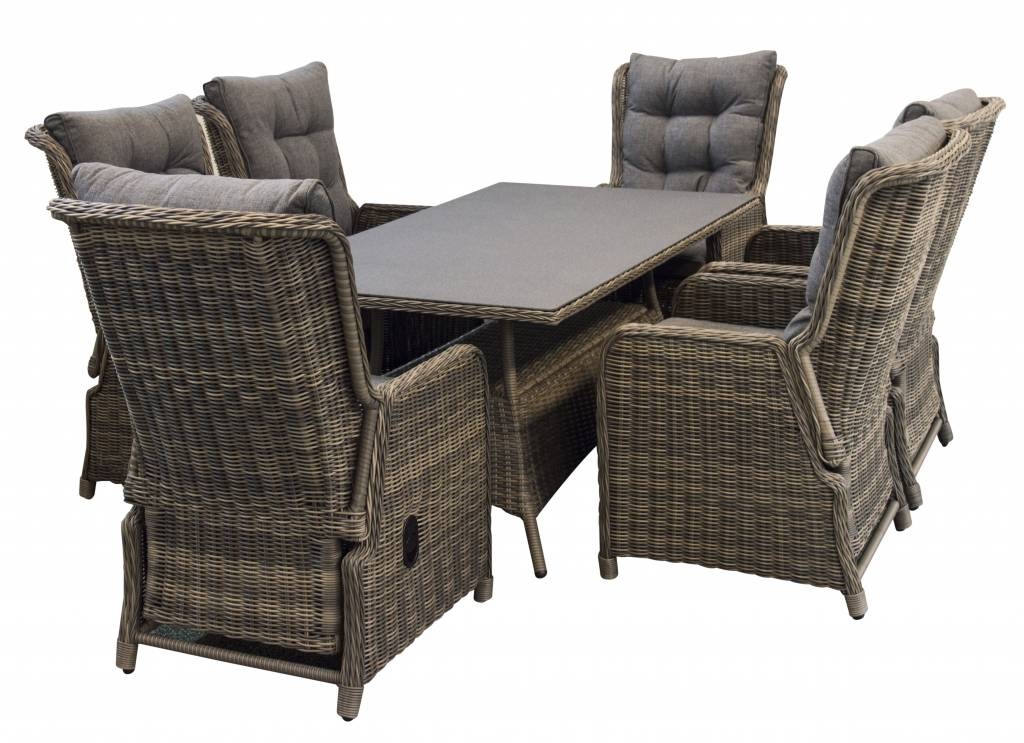 7-delige tuinset | 6 Dublin verstelbare stoelen (SW) | 180cm tuintafel (Keramiek)
