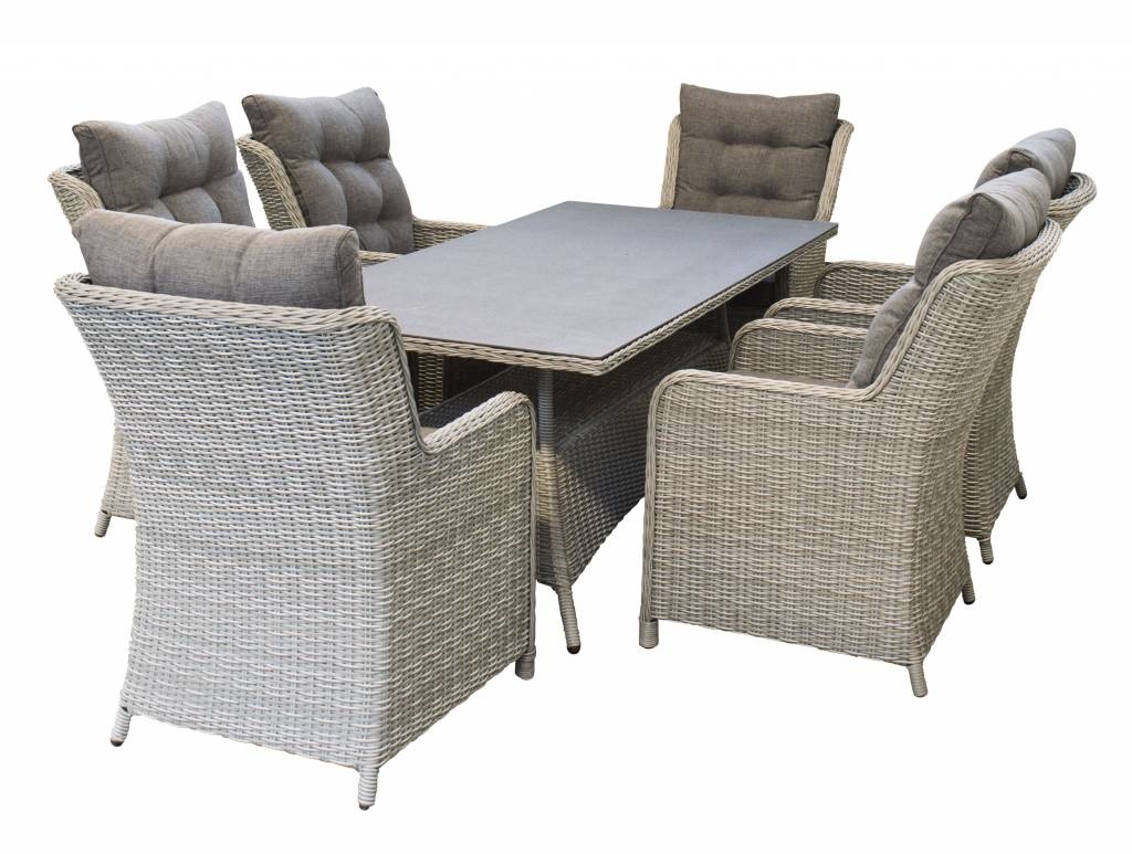 7-delige tuinset | 6 Dublin tuinstoelen (MG) | 180cm tuintafel (Keramiek)