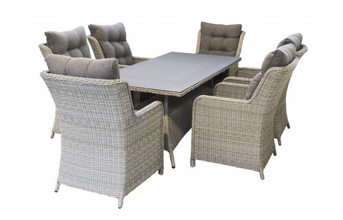 7-delige tuinset | 6 Dublin tuinstoelen (MG) | 180cm tuintafel (Keramiek)