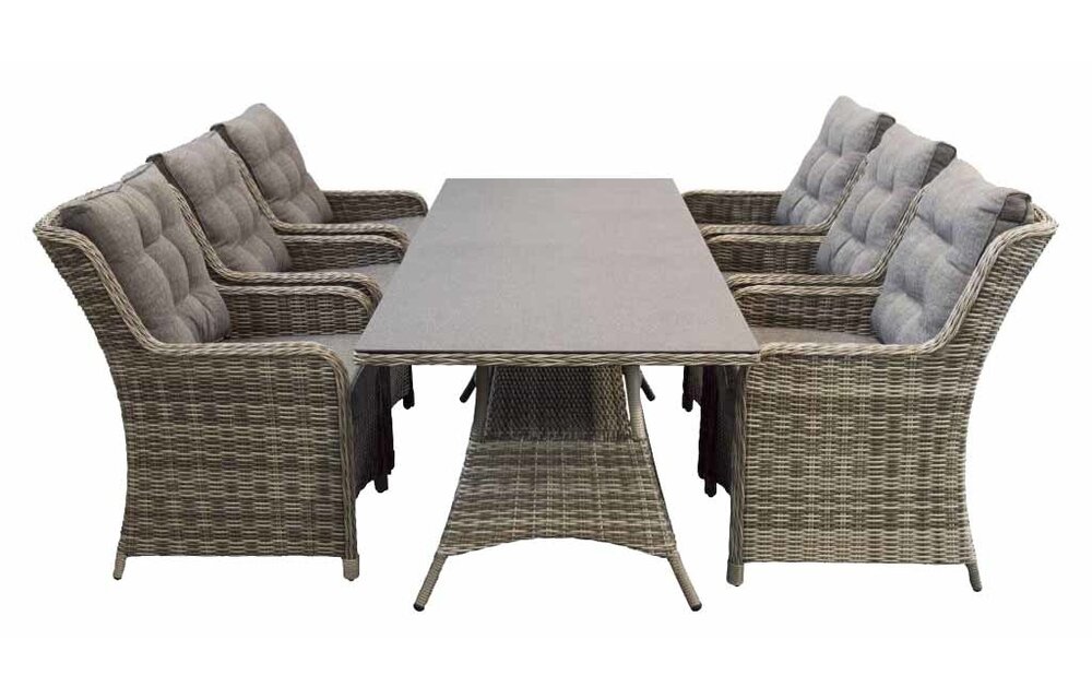 7-delige tuinset | 6 Dublin tuinstoelen (AG) | 180cm tuintafel (Keramiek)