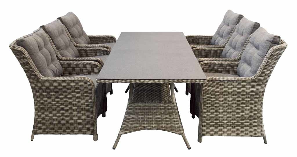 7-delige tuinset | 6 Dublin tuinstoelen (AG) | 180cm tuintafel (Keramiek)