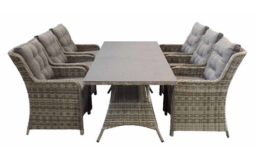 7-delige tuinset | 6 Dublin tuinstoelen (AG) | 180cm tuintafel (Keramiek)