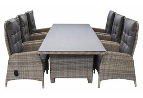 7-delige tuinset  | 6 Kos verstelbare stoelen (SW) | 230cm tuintafel (Keramiek)