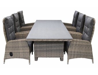 7-delige tuinset  | 6 Kos verstelbare stoelen (SW) | 230cm tuintafel (Keramiek)