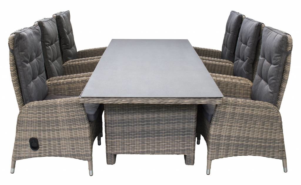 7-delige tuinset  | 6 Kos verstelbare stoelen (SW) | 230cm tuintafel (Keramiek)