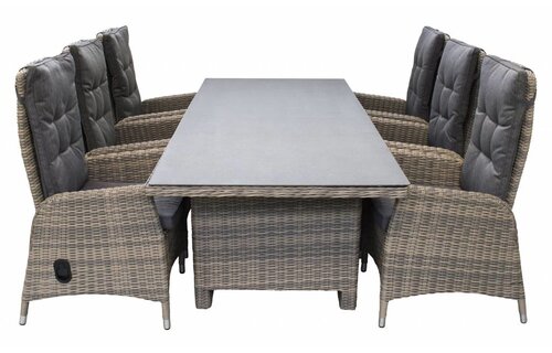 7-delige tuinset  | 6 Kos verstelbare stoelen (SW) | 230cm tuintafel (Keramiek)