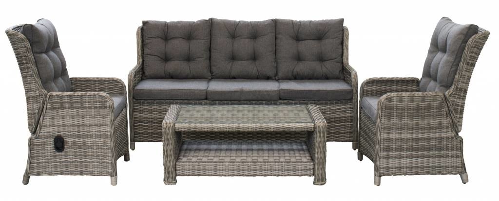 Verstelbare Loungeset Dublin met 3-persoonsbank | Wicker