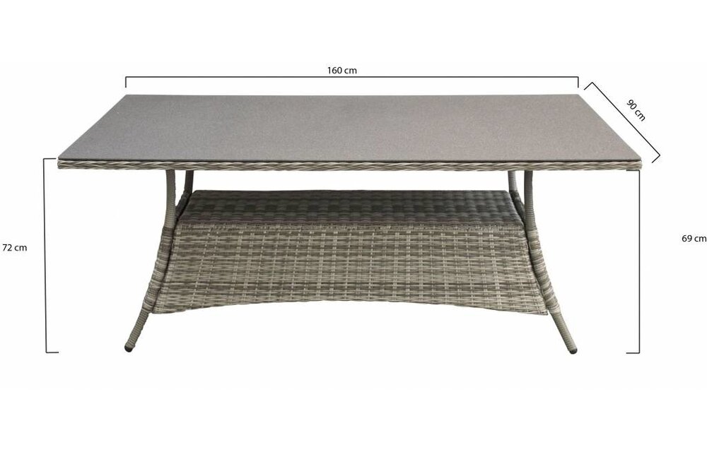 5-delige tuinset | 4 Kos verstelbare stoelen (SW) | 160cm tuintafel (Keramiek)