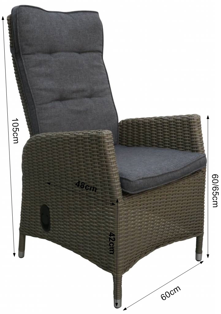 5-delige tuinset | 4 Kos verstelbare stoelen (SW) | 160cm tuintafel (Keramiek)