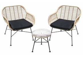 Lage Tuinset | 2 Oslo luxe stoelen | ⌀45cm lage tafel | Naturel