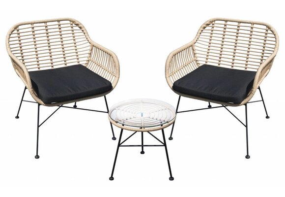 Lage Tuinset | 2 Oslo luxe stoelen | ⌀45cm lage tafel | Naturel