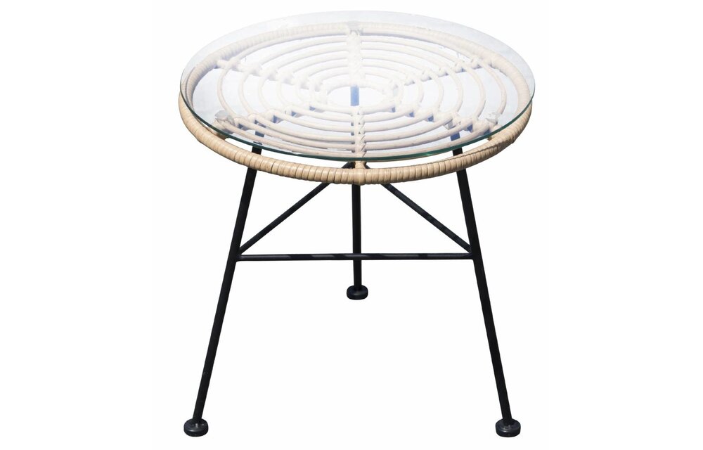 Lage Tuinset | 2 Oslo luxe stoelen | ⌀45cm lage tafel | Naturel