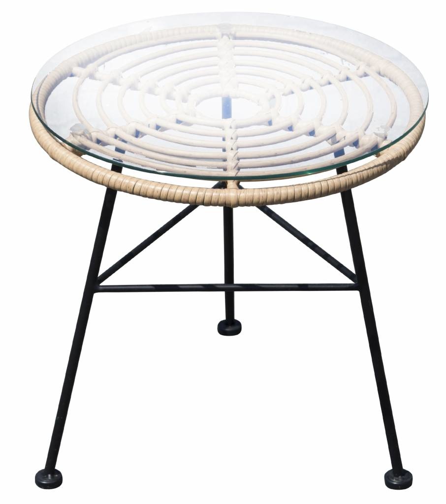 Lage Tuinset | 2 Oslo luxe stoelen | ⌀45cm lage tafel | Naturel