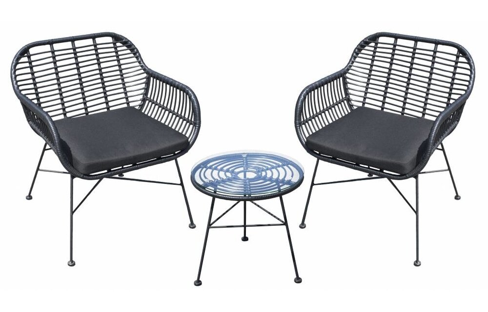 Lage Tuinset | 2 Oslo luxe stoelen | ⌀45cm lage tafel | Naturel