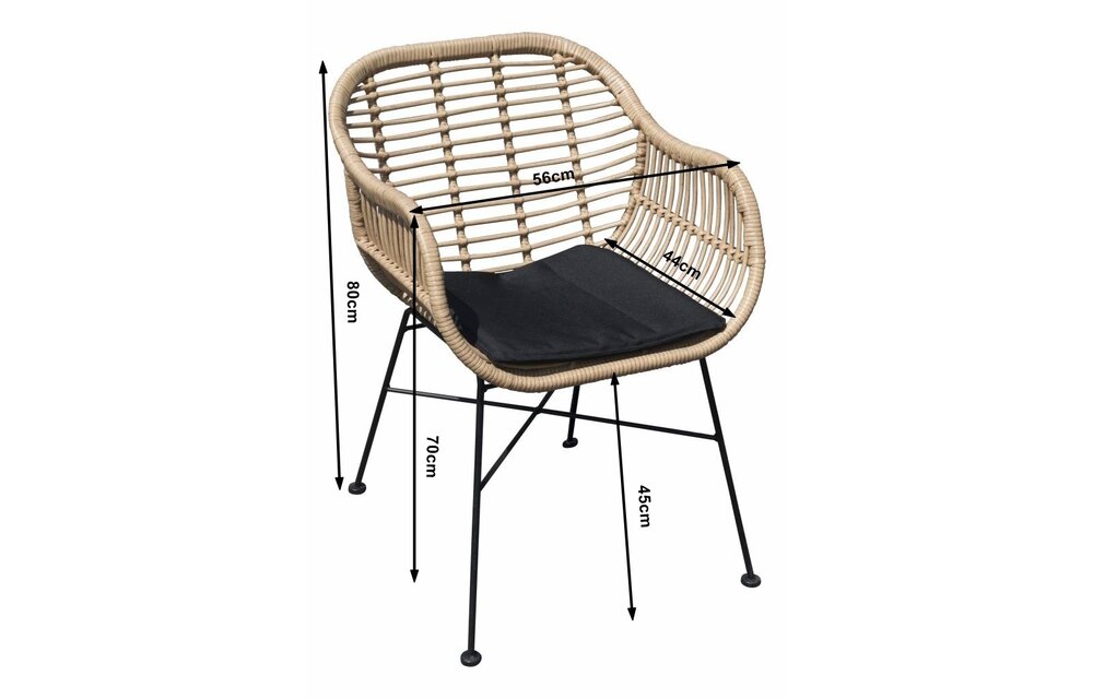 Lage Tuinset | 2 Oslo luxe stoelen | ⌀45cm lage tafel | Naturel
