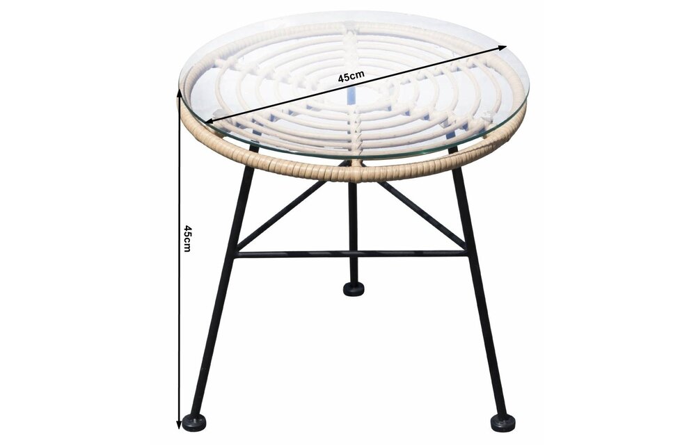 Lage Tuinset | 2 Oslo luxe stoelen | ⌀45cm lage tafel | Naturel