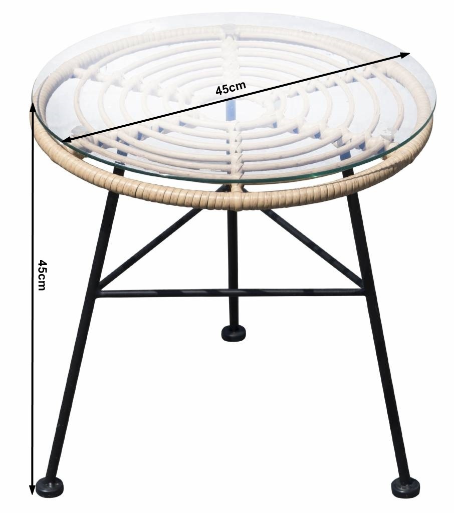 Lage Tuinset | 2 Oslo luxe stoelen | ⌀45cm lage tafel | Naturel